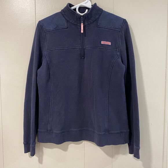 Vineyard Vines Navy Shep Shirt Quarter Zip Pullover Sweatshirt Women’s Medium - Picture 1 of 8
